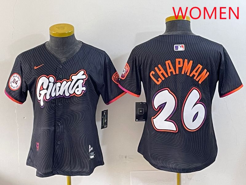 Women San Francisco Giants #26 Chapman Black Joint Name Nike 2025 MLB Jersey style 8